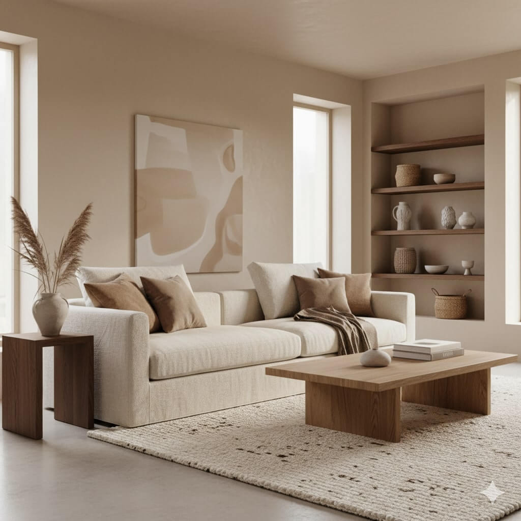 Thiết kế phòng khách theo phong cách Warm Minimalism - tối giản nhưng ấm áp