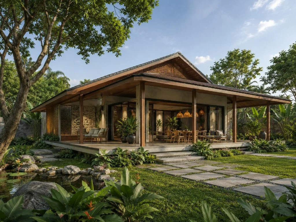 Biệt thự nhà vườn 1 tầng phong cách nhiệt đới