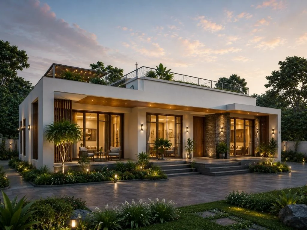 Thiết kế biệt thự 1 tầng mái bằng