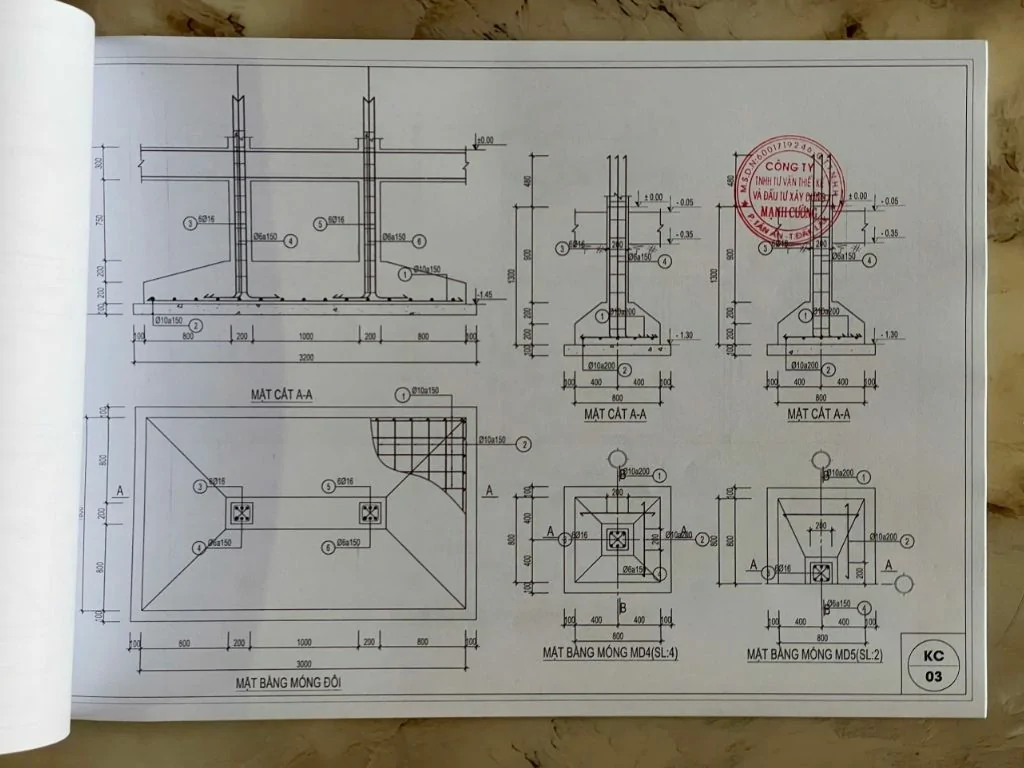 Trích bản vẽ móng minh họa của MCA.atelier