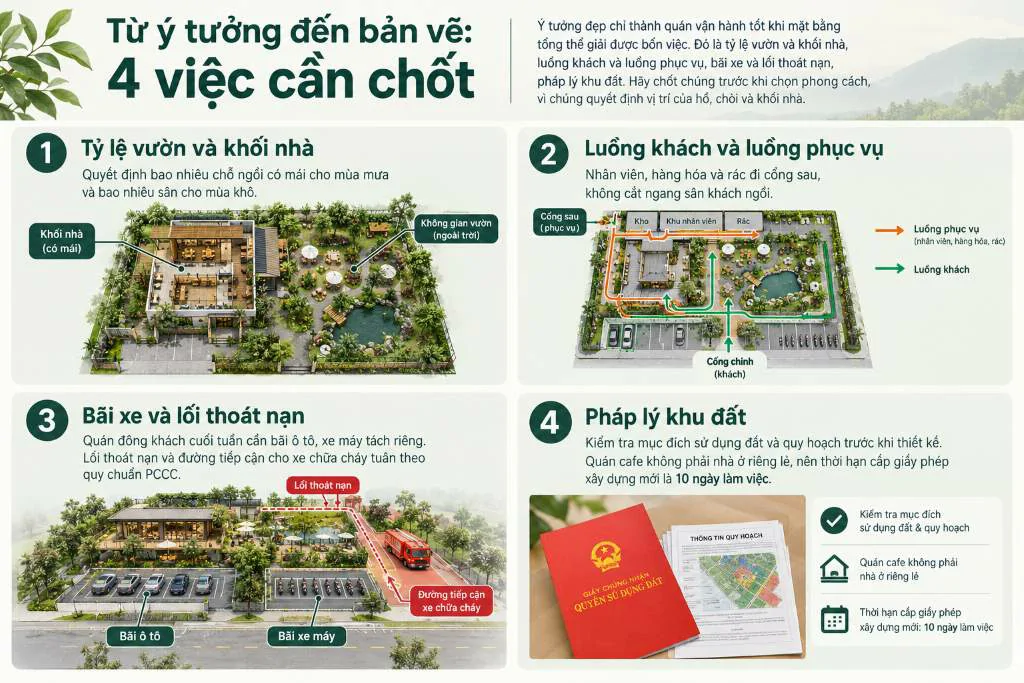 Sơ đồ phân lớp khu đất quán cafe sân vườn