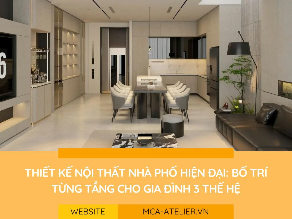 Thiết kế nội thất nhà phố hiện đại: bố trí từng tầng cho gia đình 3 thế hệ